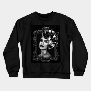 Dark black and white Ladies Fine Art Home Decor Wall Art Digital Prints Artwork Illustration Fine Crewneck Sweatshirt